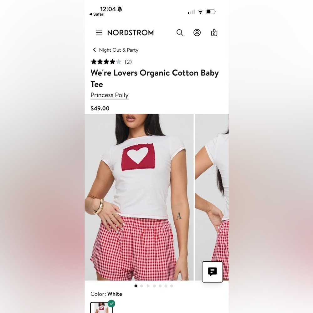 Princess Polly We’re Lovers Baby Tee White Sz 10 NWT - Picture 6 of 6